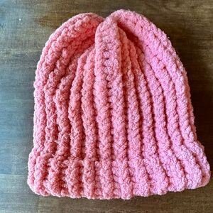 New Knit Kids Thin Brim Sparkly Light Coral Beanie